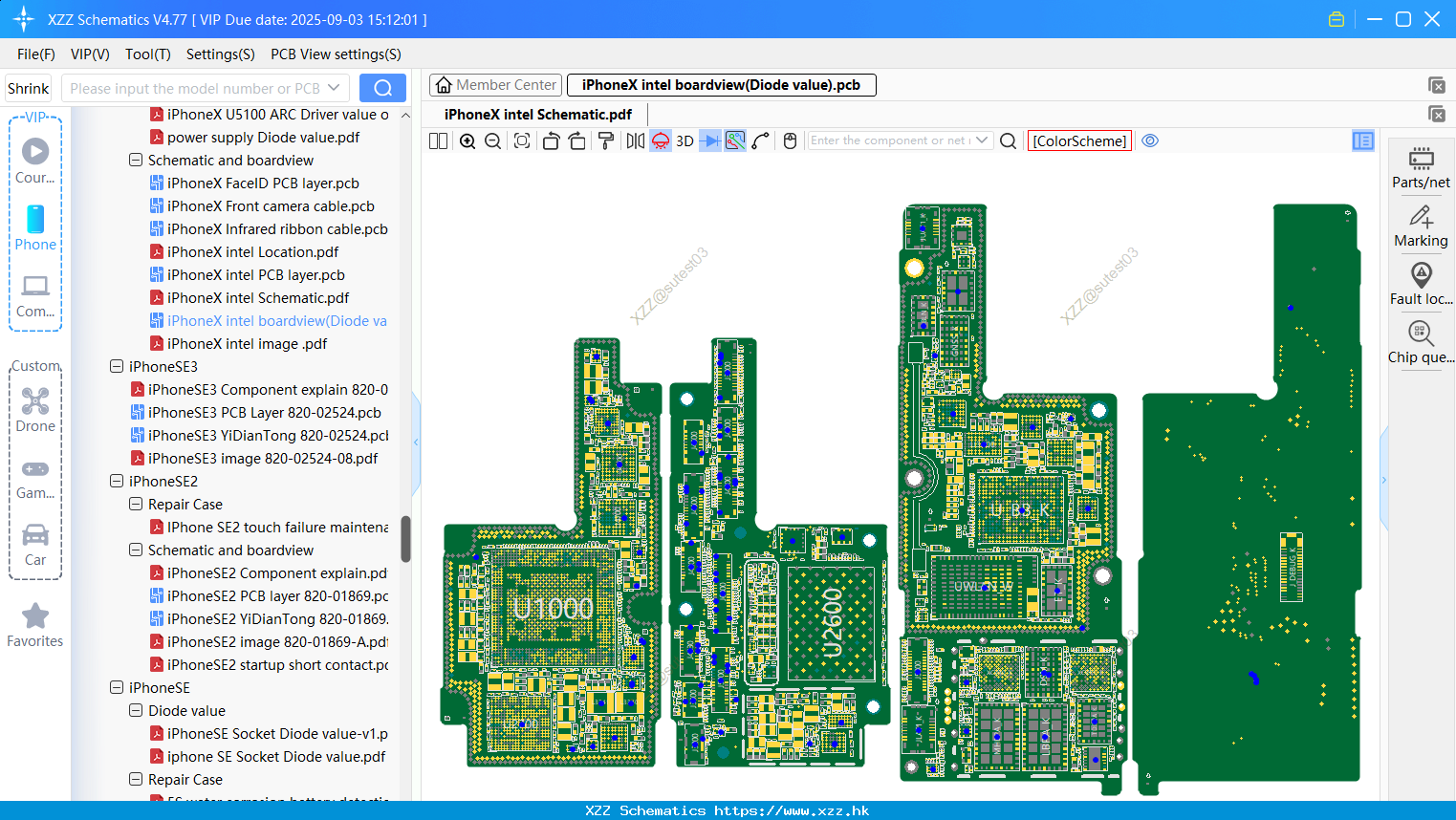 IPhoneX Intel Boardview(Diode Value)